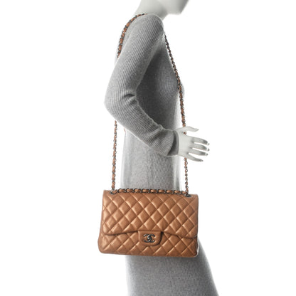 Chanel Metallic Caviar Quilted Jumbo Double Flap Copper 2 of 7
