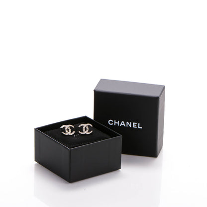 Chanel Crystal CC Earrings Grey Silver 5 of 5