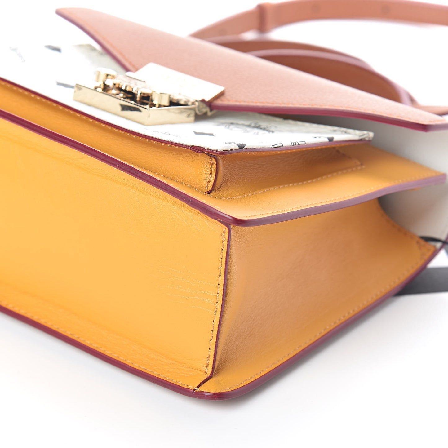 Visetos Small Patricia Satchel Cognac White