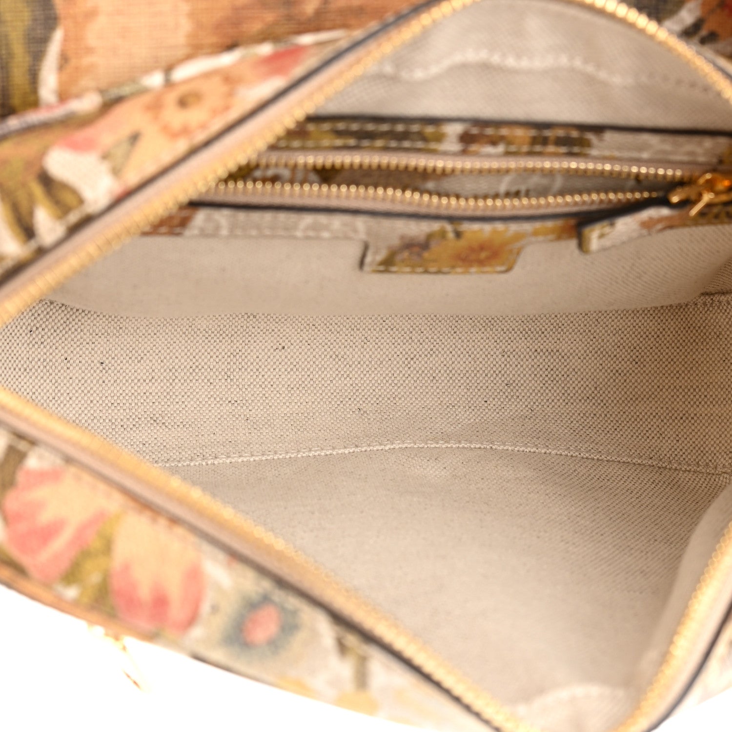 Gucci GG Supreme Monogram Water Flora Web Studded Mini Ophidia Flap Shoulder Bag Beige White Multicolor 5 of 12