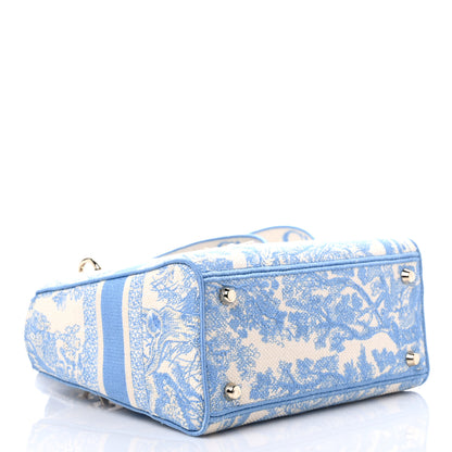 Christian Dior Canvas Toile De Jouy Embroidered Medium Lady D-Lite Blue 3 of 5
