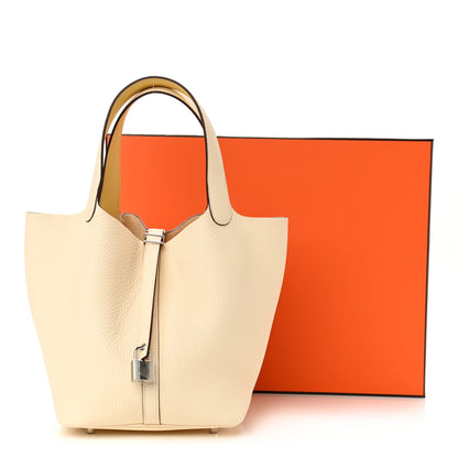 Hermes Taurillon Clemence Swift Eclat Picotin Lock 22 MM Nata Jaune Poussin 10 of 10