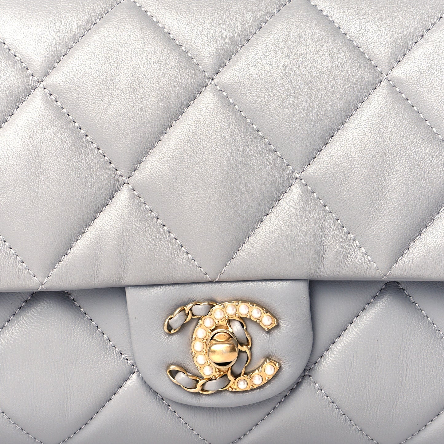 Lambskin Quilted Crush On Chains Flap Bag Grey