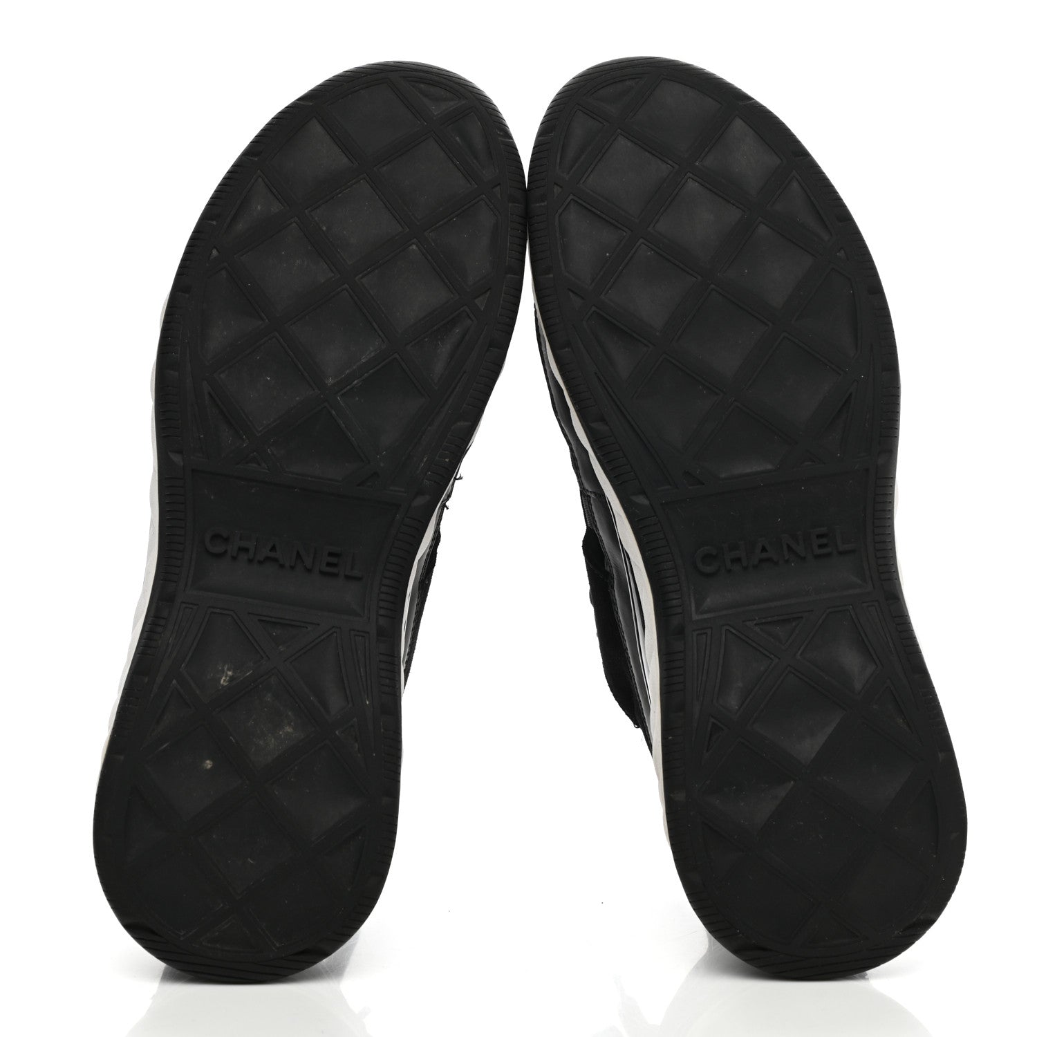 Chanel Fabric Calfskin Suede CC Sneakers 37.5 Black 5 of 13