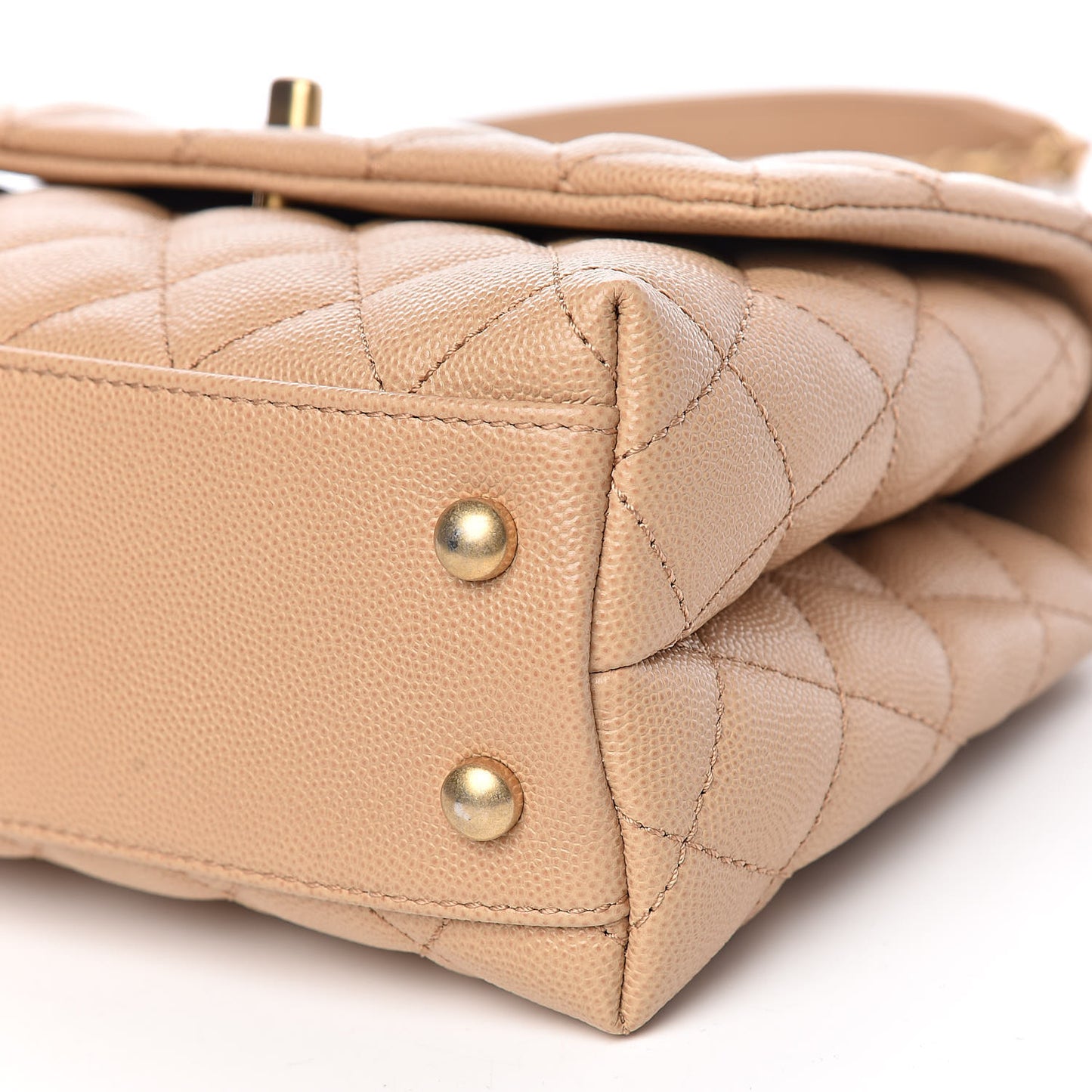 Caviar Quilted Mini Coco Handle Flap Beige