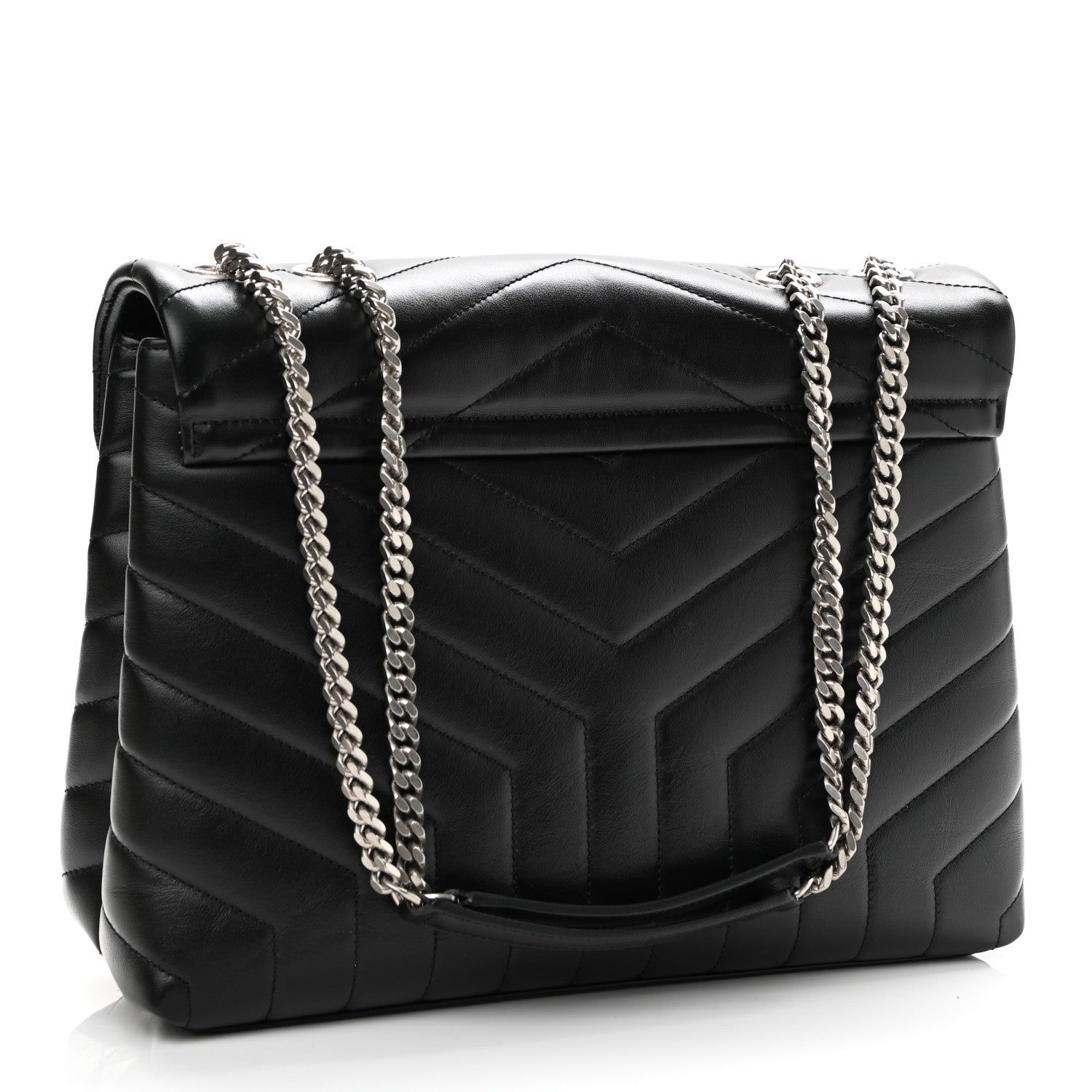 Saint Laurent Calfskin Y Quilted Monogram Medium Loulou Chain Satchel Black 4 of 12