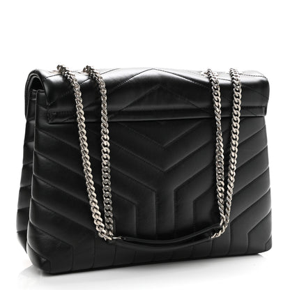 Saint Laurent Calfskin Y Quilted Monogram Medium Loulou Chain Satchel Black 4 of 12