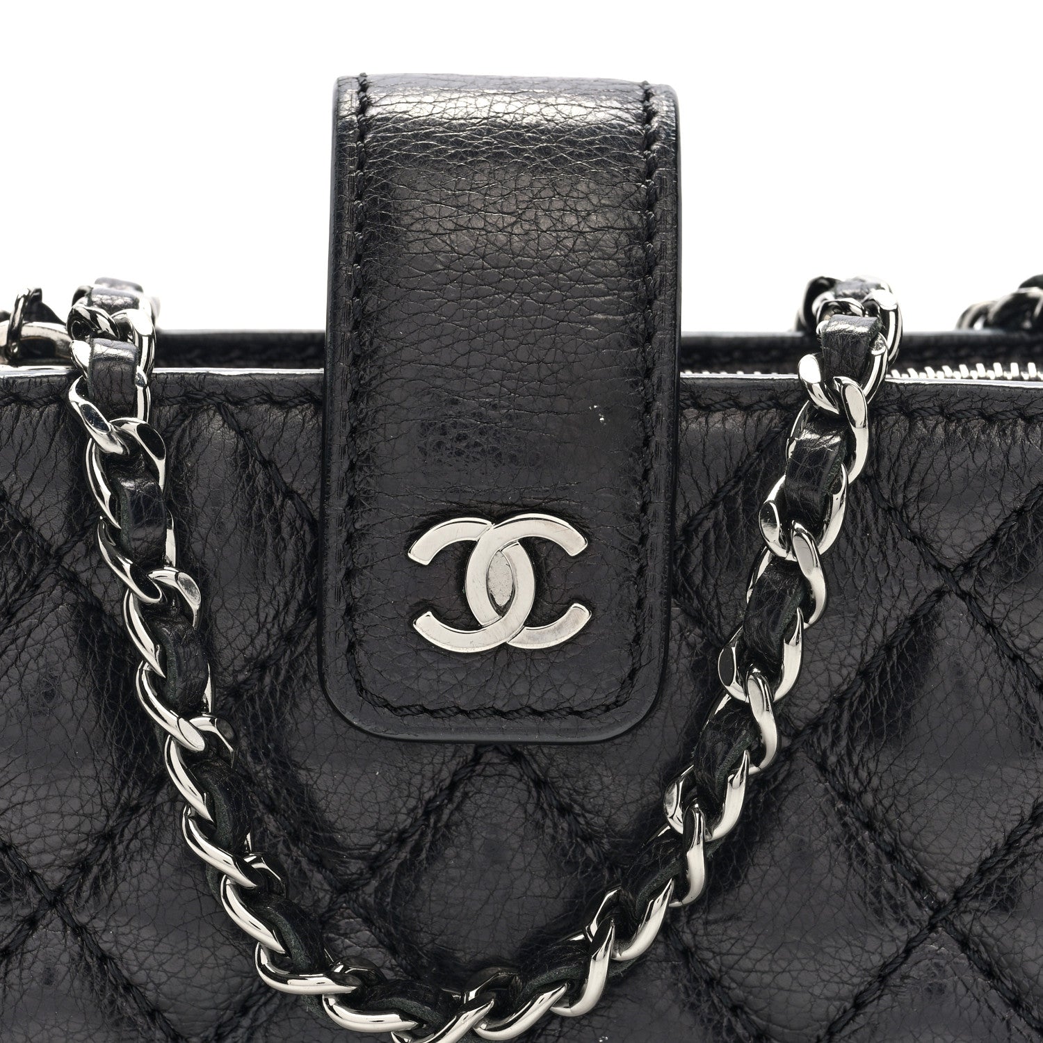 Chanel Caviar Quilted Mini Phone Holder Clutch With Chain Black 8 of 10