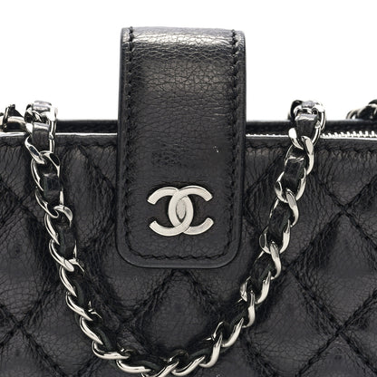 Chanel Caviar Quilted Mini Phone Holder Clutch With Chain Black 8 of 10