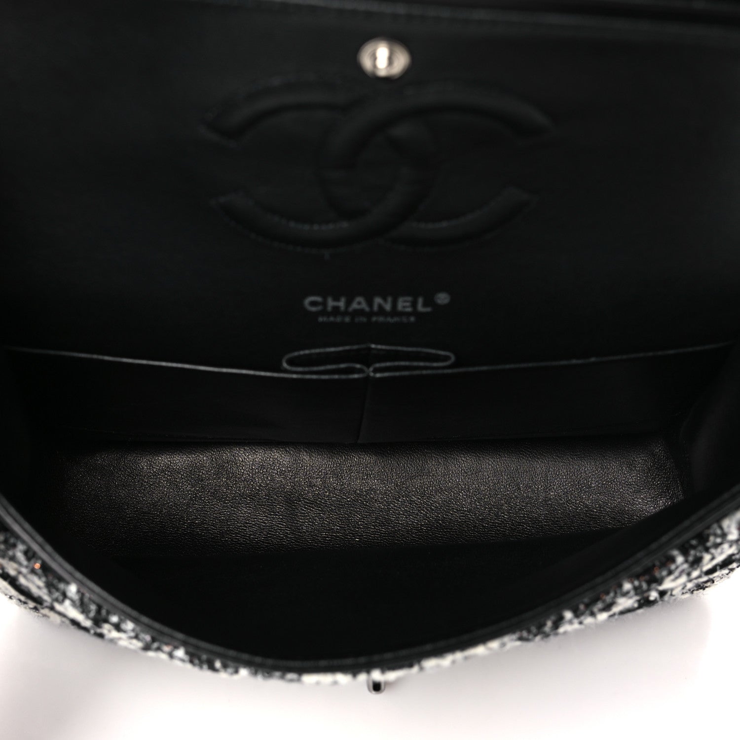 Chanel Tweed Quilted Medium Double Flap Black 5 of 13