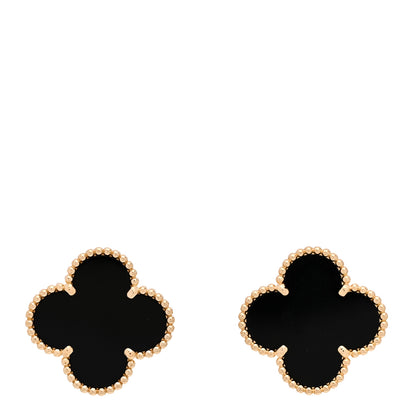 Van Cleef & Arpels 18K Yellow Gold Black Onyx Magic Alhambra Earrings 1 of 5