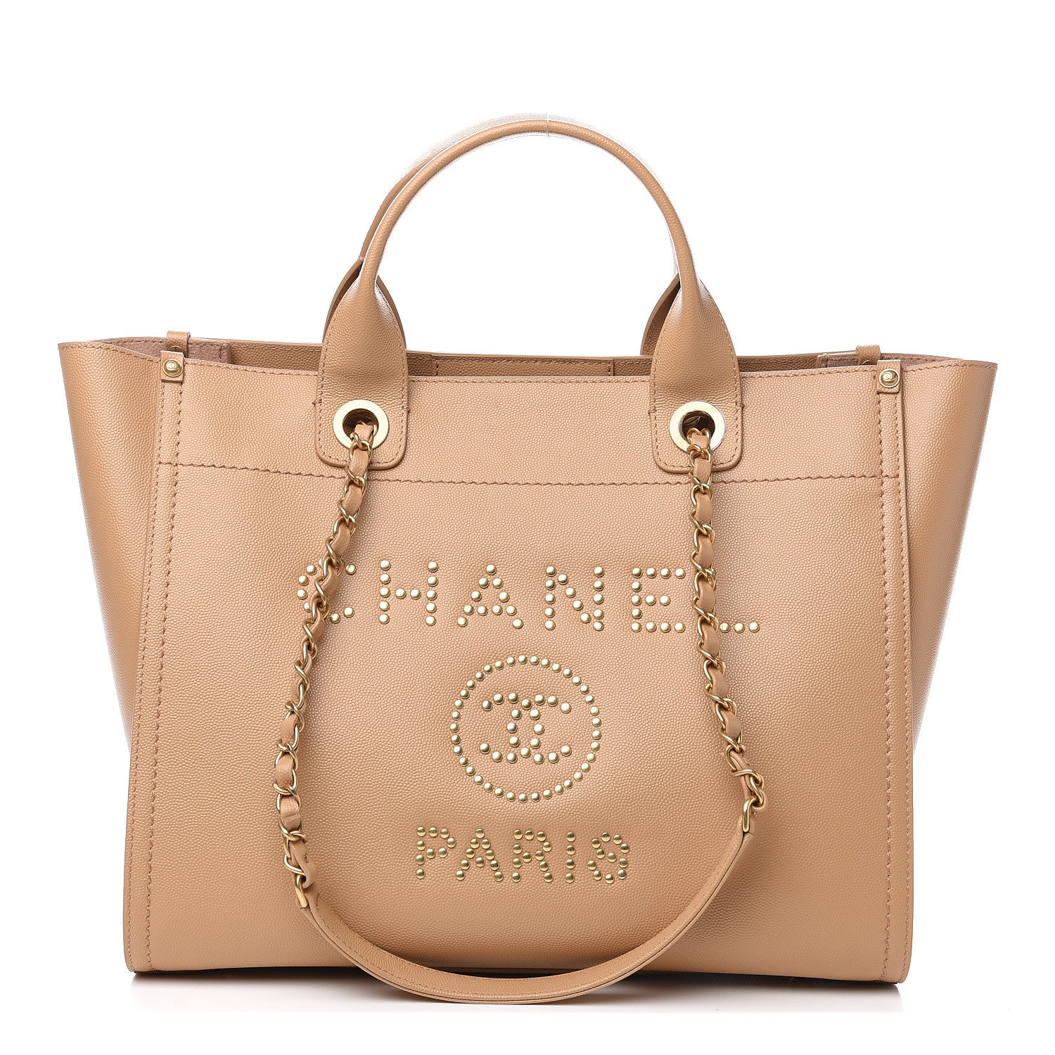 Chanel Caviar Small Studded Deauville Tote Beige 1 of 9