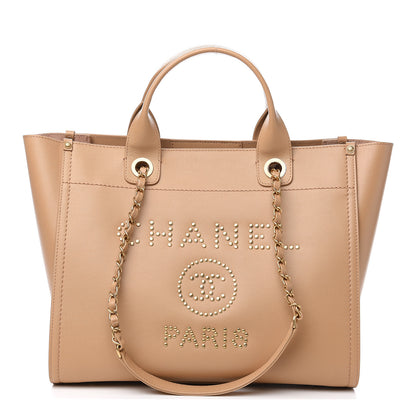 Chanel Caviar Small Studded Deauville Tote Beige 1 of 9