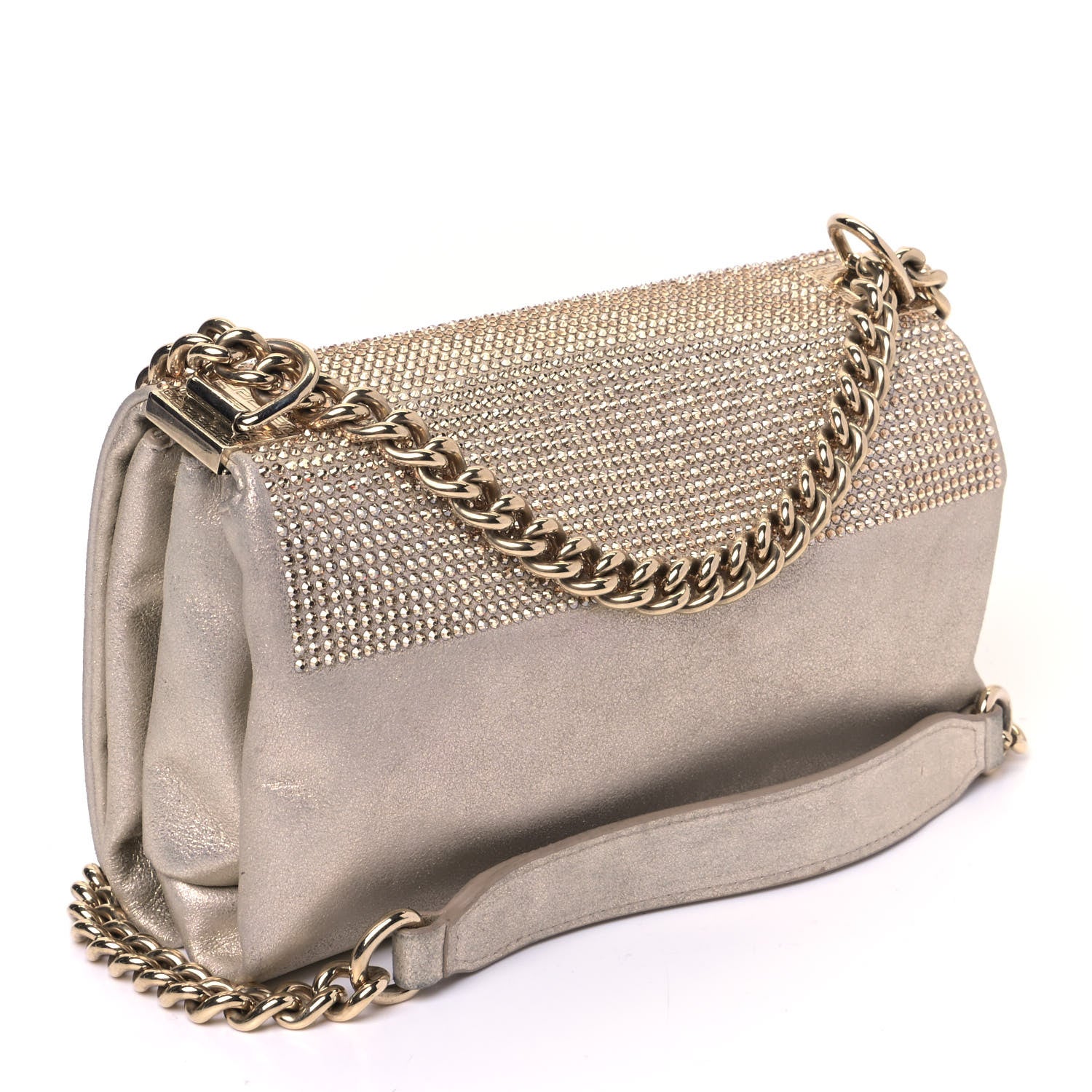 Versace Suede Crystal Medusa Sultan Evening Bag Gold 2 of 5