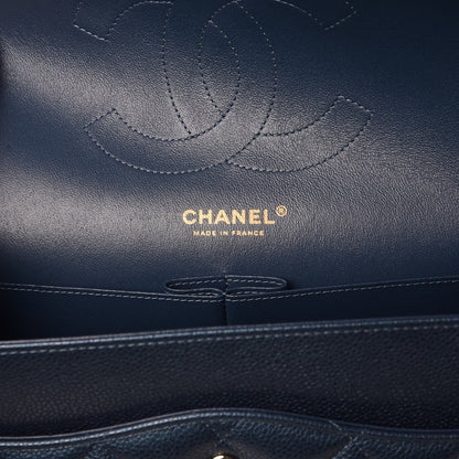 Chanel Metallic Caviar Quilted Jumbo Double Flap Dark Blue 7 of 9