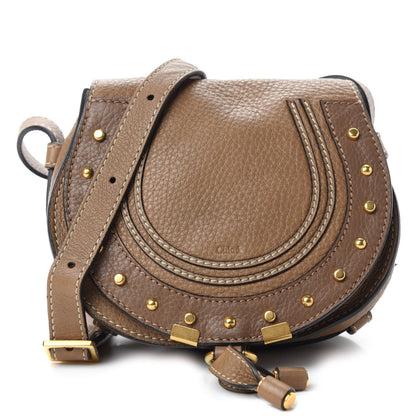Chloe Calfskin Studded Mini Marcie Round Crossbody Bag Nut 1 of 9