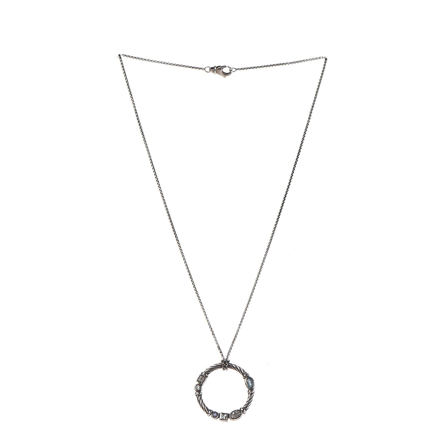 David Yurman Sterling Silver Diamond Blue Topaz Hampton Blue Topaz Iolite Confetti Pendant Necklace 3 of 6