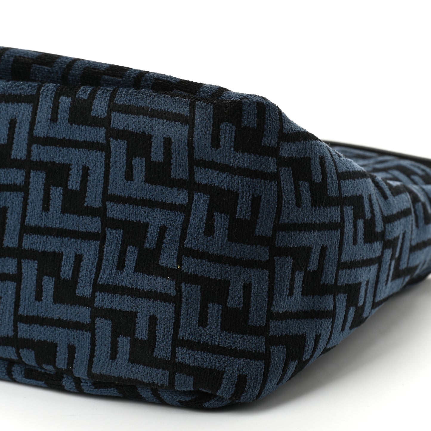 Chenille Vitello Seta Plexiglass FF Fendi O'Lock Zipper Blue Black