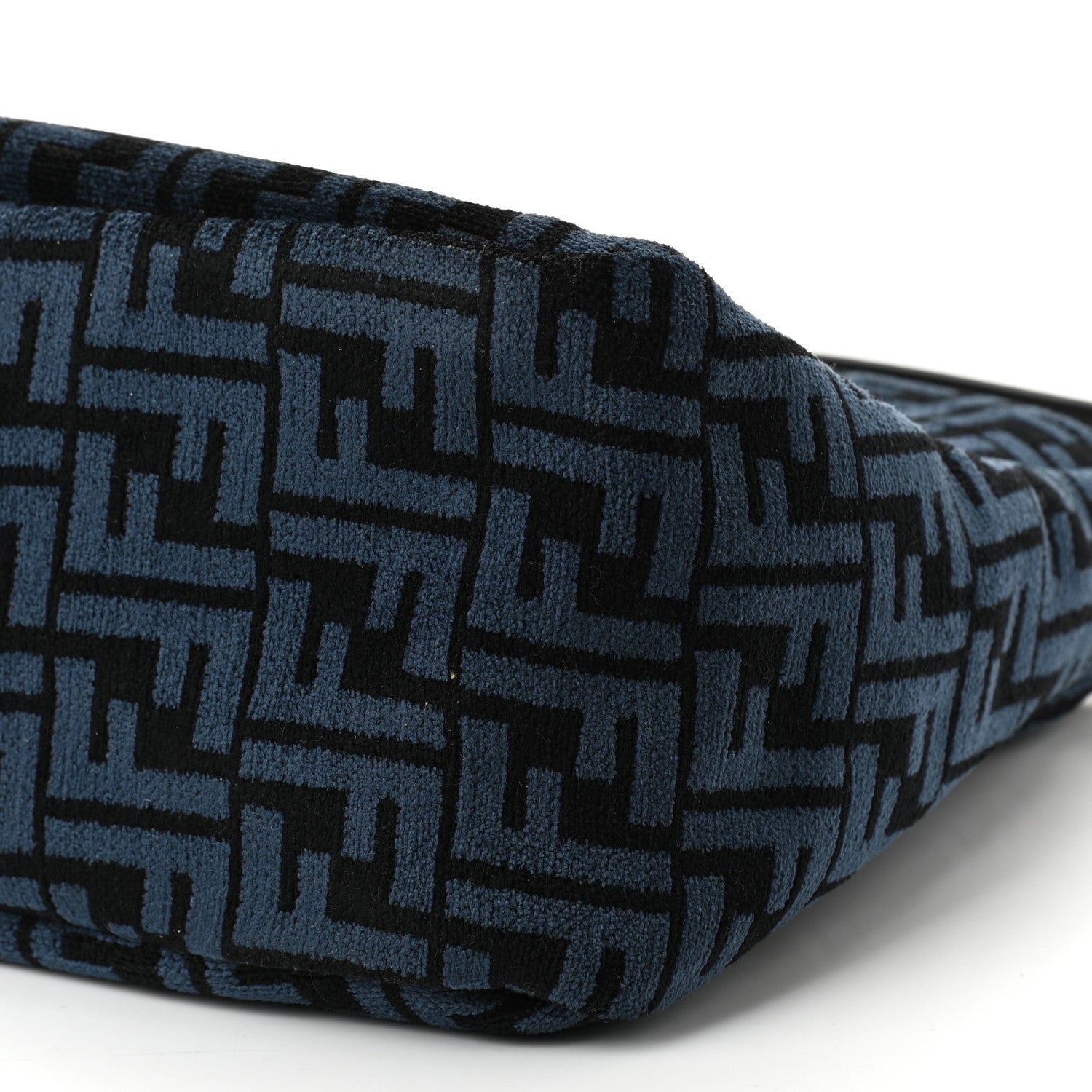Fendi Chenille Vitello Seta Plexiglass FF Fendi O'Lock Zipper Blue Black 9 of 9