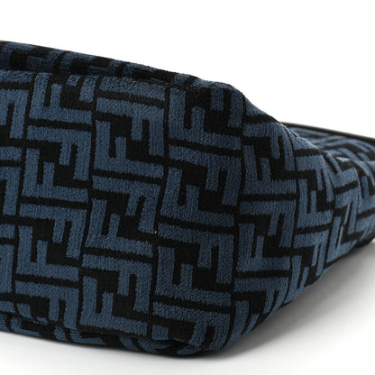 Fendi Chenille Vitello Seta Plexiglass FF Fendi O'Lock Zipper Blue Black 9 of 9