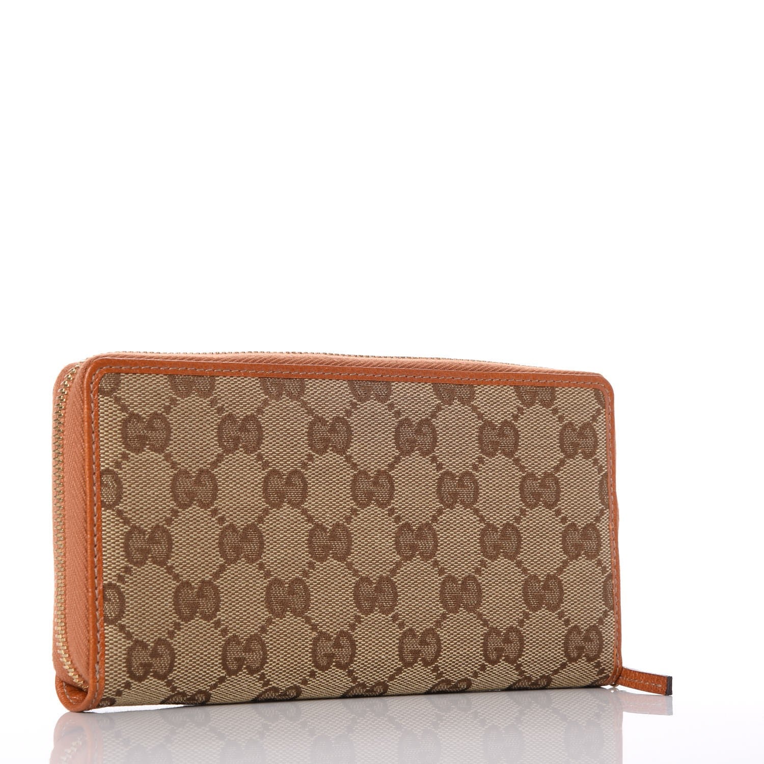 Gucci Monogram Metal Bar Zip Around Wallet Tan 3 of 8