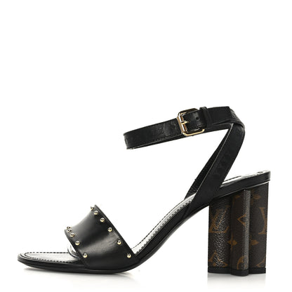 Louis Vuitton Calfskin Studded Monogram Silhouette Sandals 38.5 Black 1 of 7