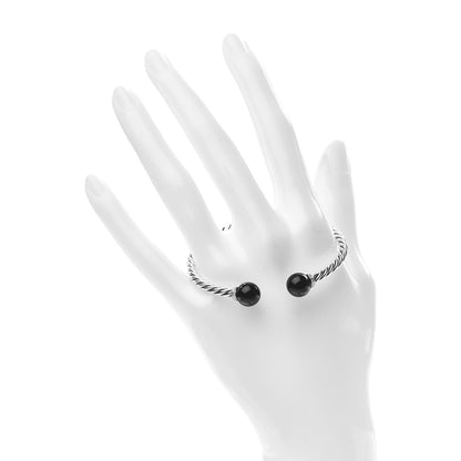 David Yurman Sterling Silver Diamond Onyx 9mm Solari Bracelet 2 of 4