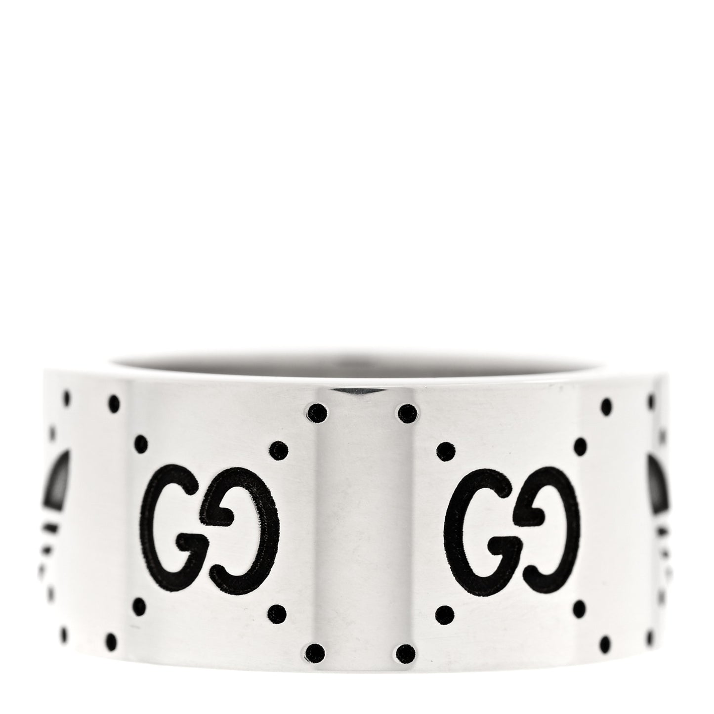 X ADIDAS Sterling Silver Wide Trefoil GG Monogram Band Ring 49 4.75