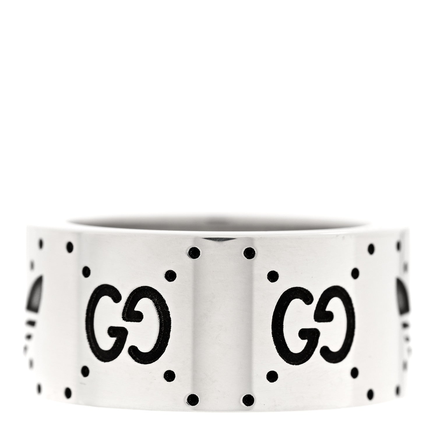 Gucci X ADIDAS Sterling Silver Wide Trefoil GG Monogram Band Ring 49 4.75 3 of 5