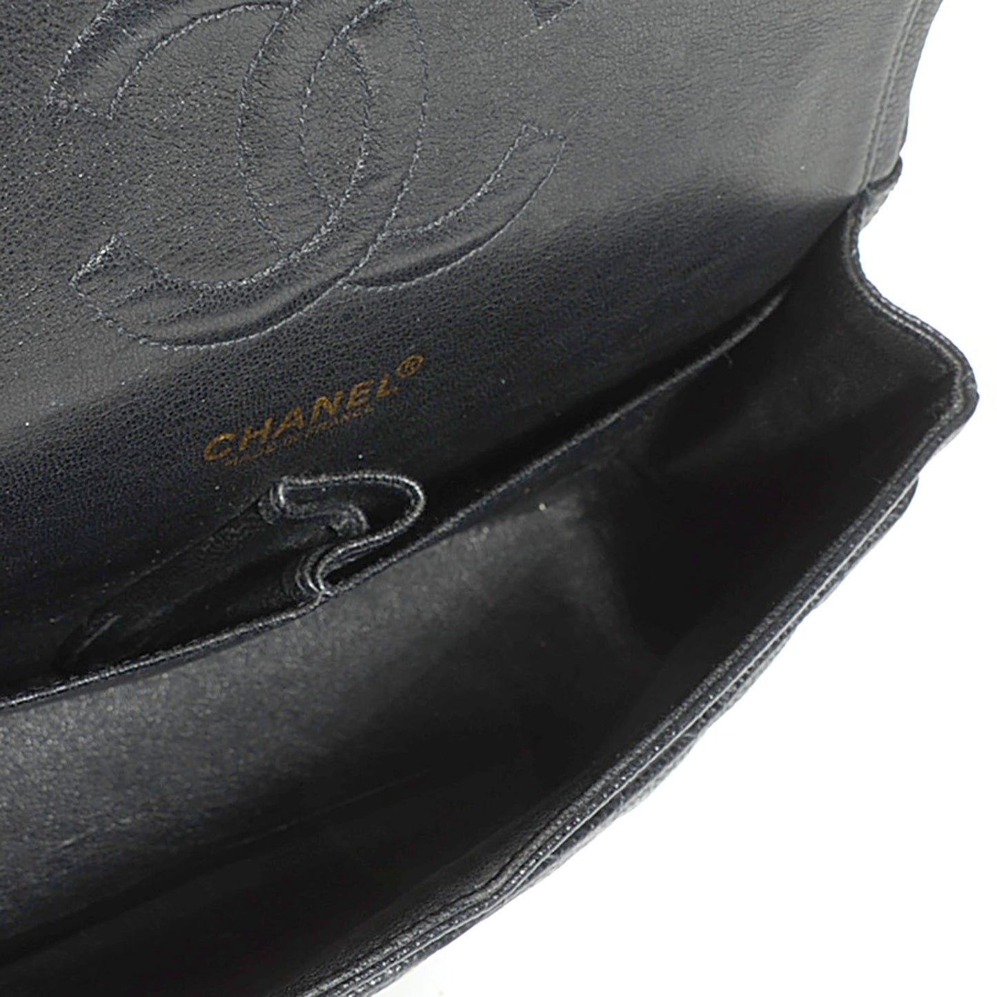 Caviar Quilted Medium Double Flap Black