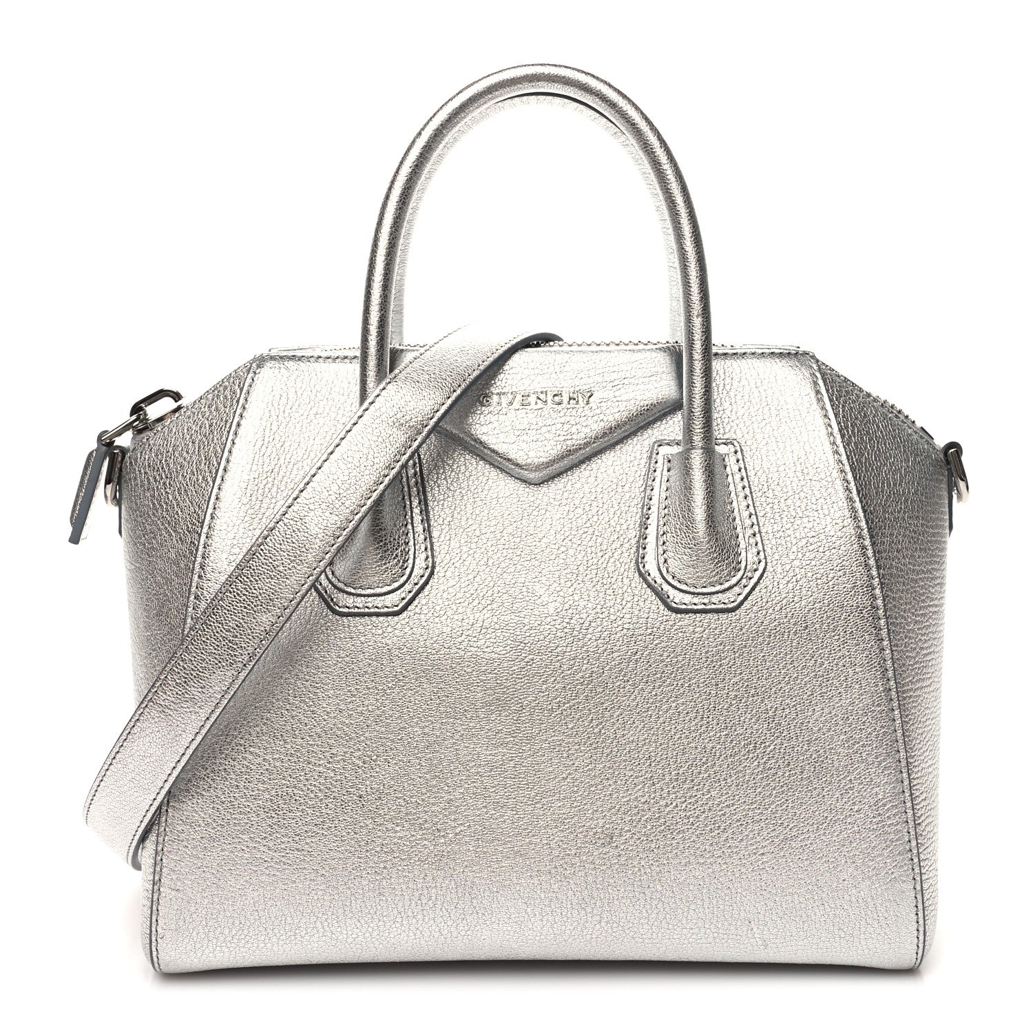 Givenchy Metallic Sugar Goatskin Small Antigona Silver 1 of 11
