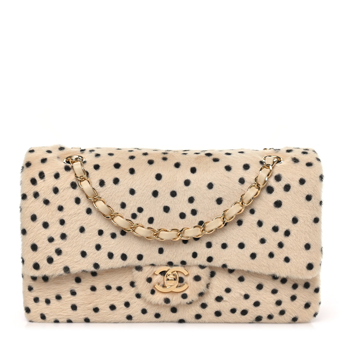 Pony Hair Cheetah Printed Creative Fabrics Flap Light Beige Black