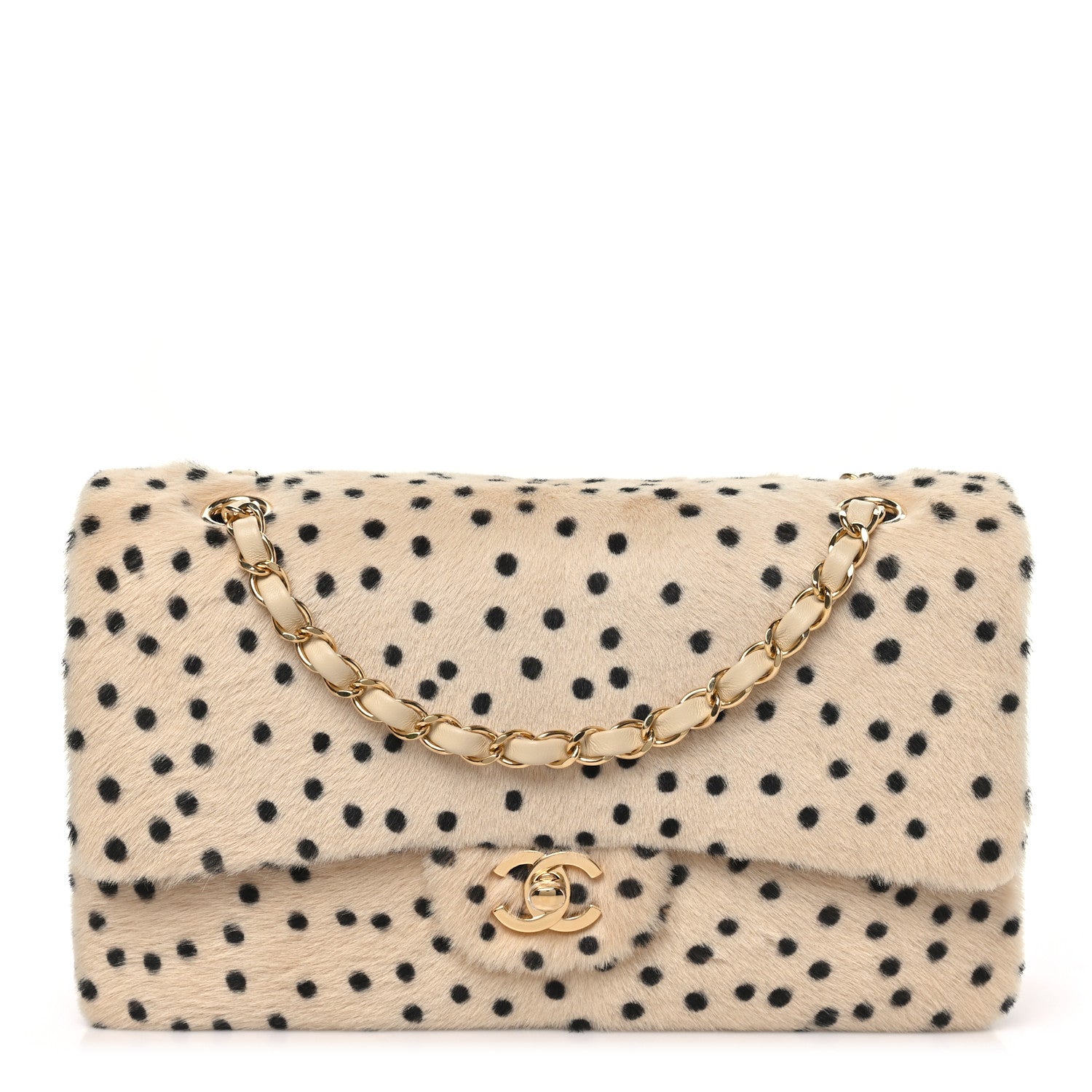 Chanel Pony Hair Cheetah Printed Creative Fabrics Flap Light Beige Black 1 of 14