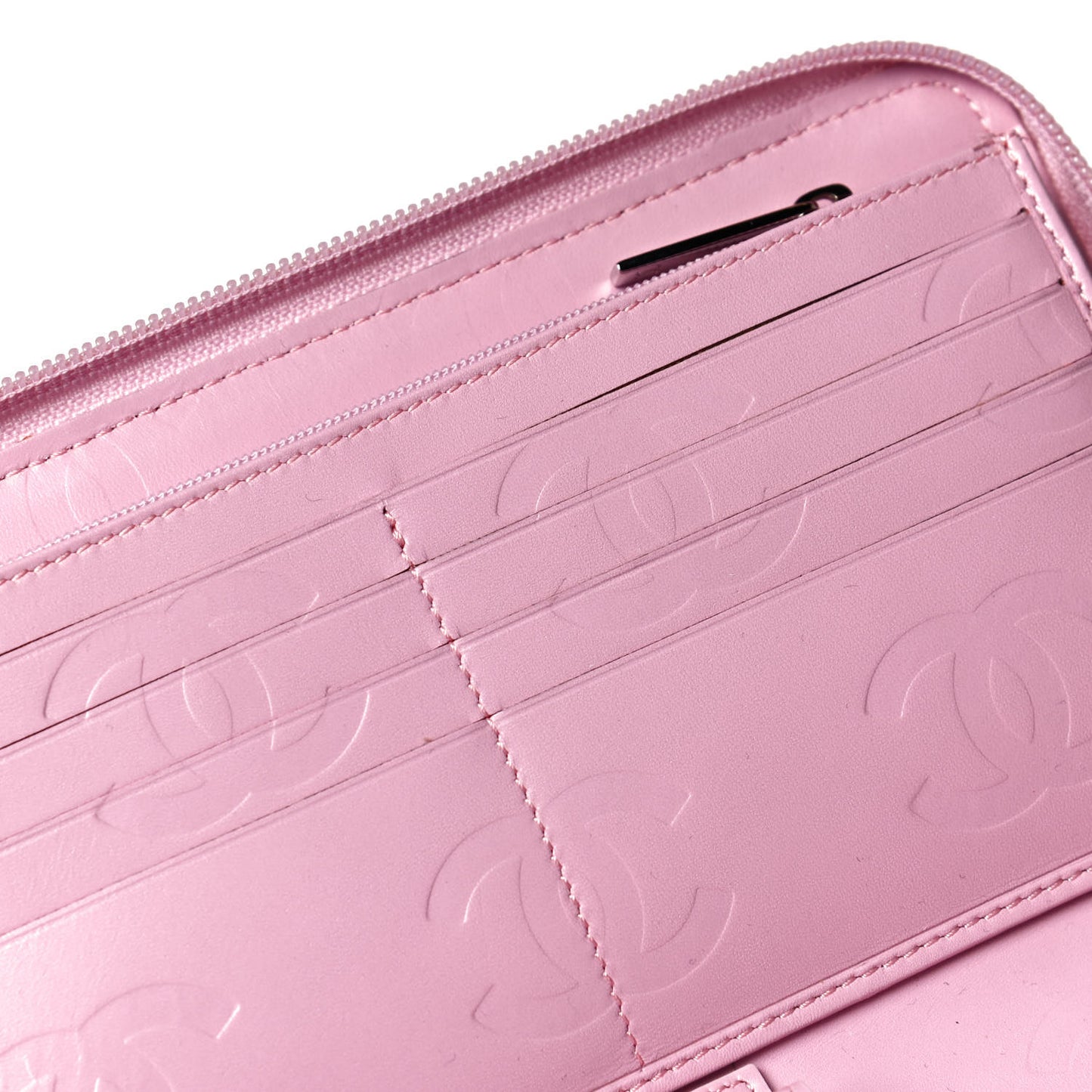 Calfskin Cambon Zip Around Organizer Wallet Pink