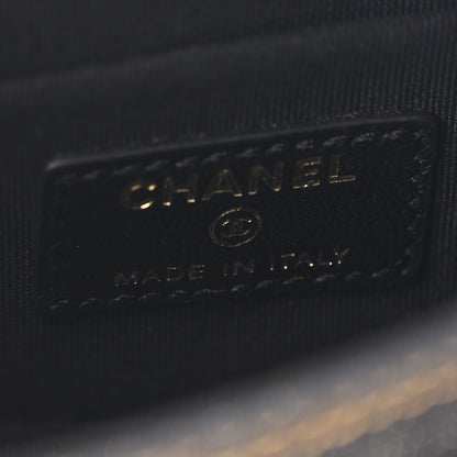 Chanel Denim Quilted Double You Card Holder On Chain Black Golden 6 of 10