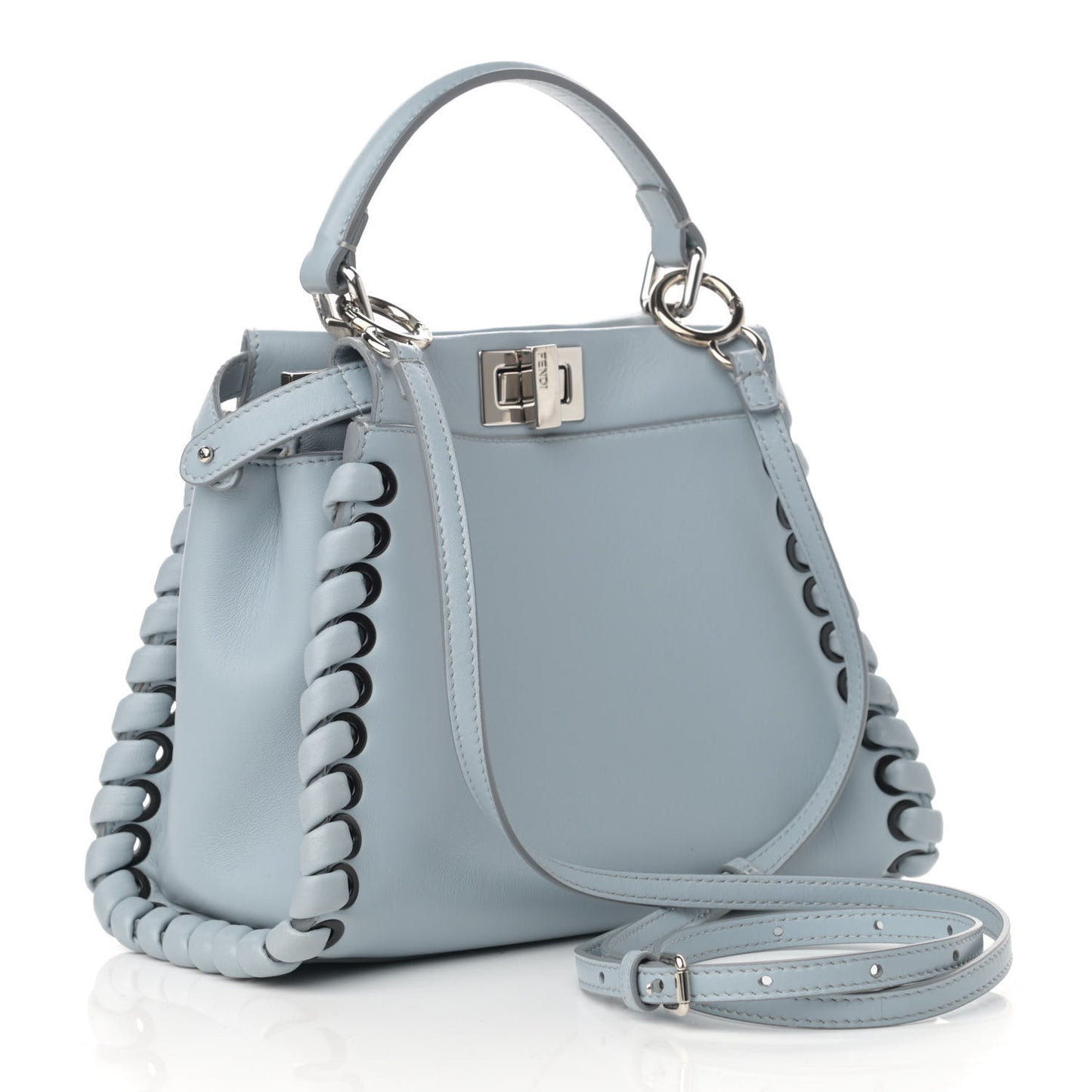 Nappa Lace Up Mini Peekaboo Iconic Satchel Azzurro Polvere