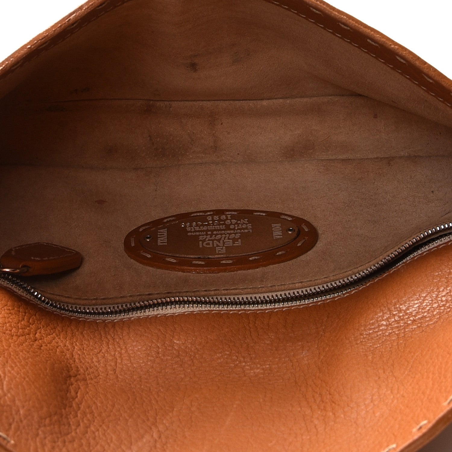 Fendi Calfskin Romano Selleria Baguette Brown 11 of 18