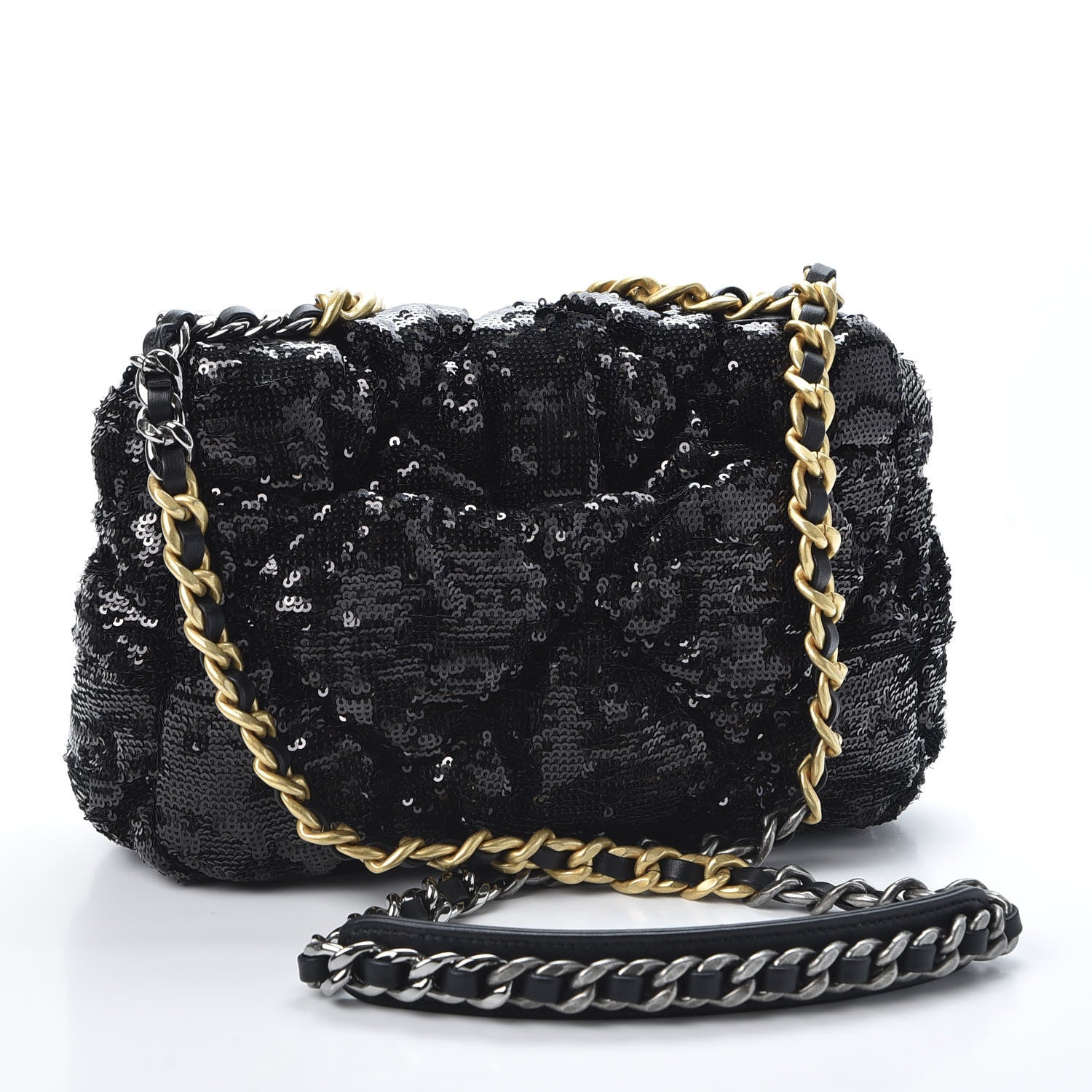 Chanel Sequin Quilted Medium 19 Flap Black 2 of 10