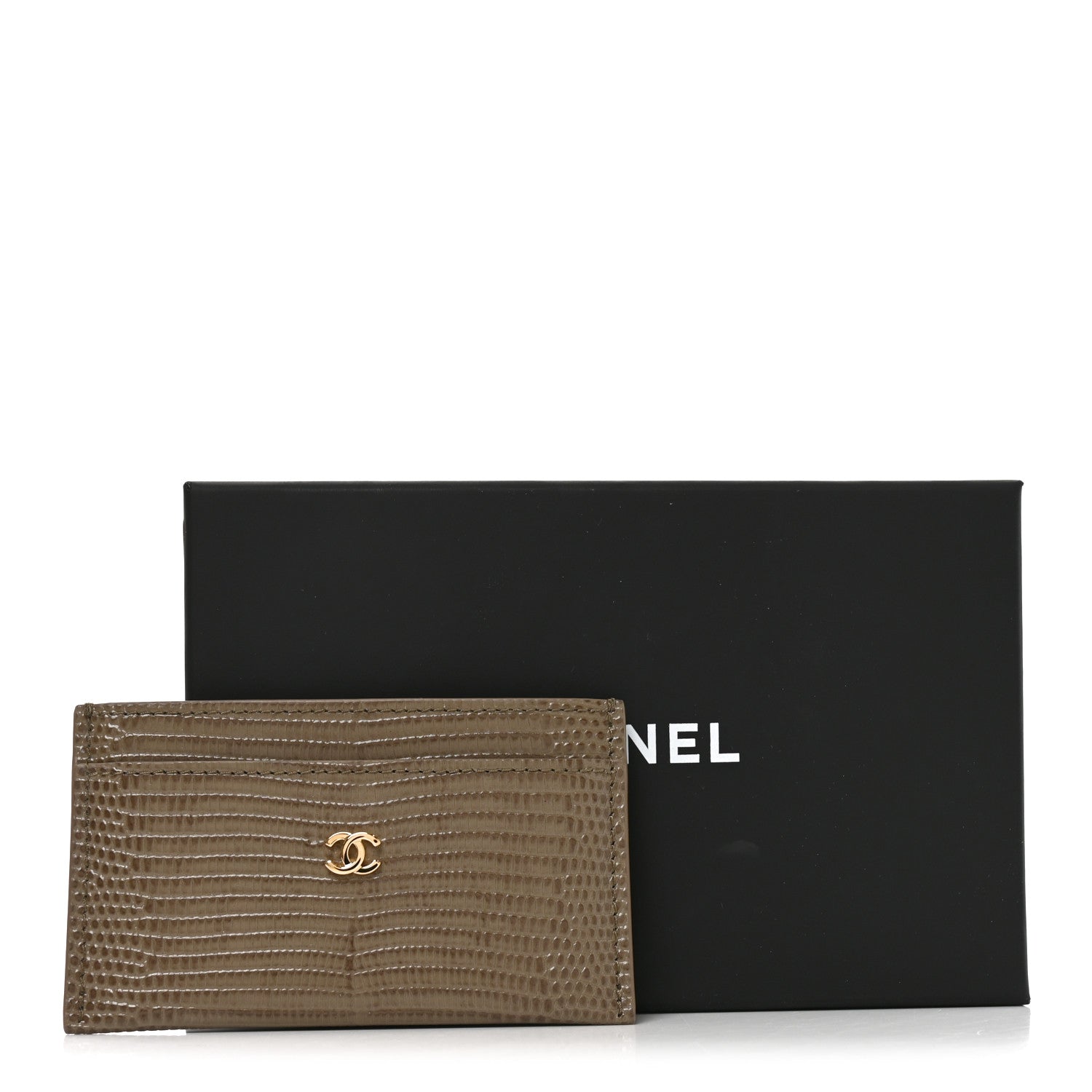 Chanel Calfskin Lizard Embossed Crococo Card Holder Dark Khaki 8 of 8