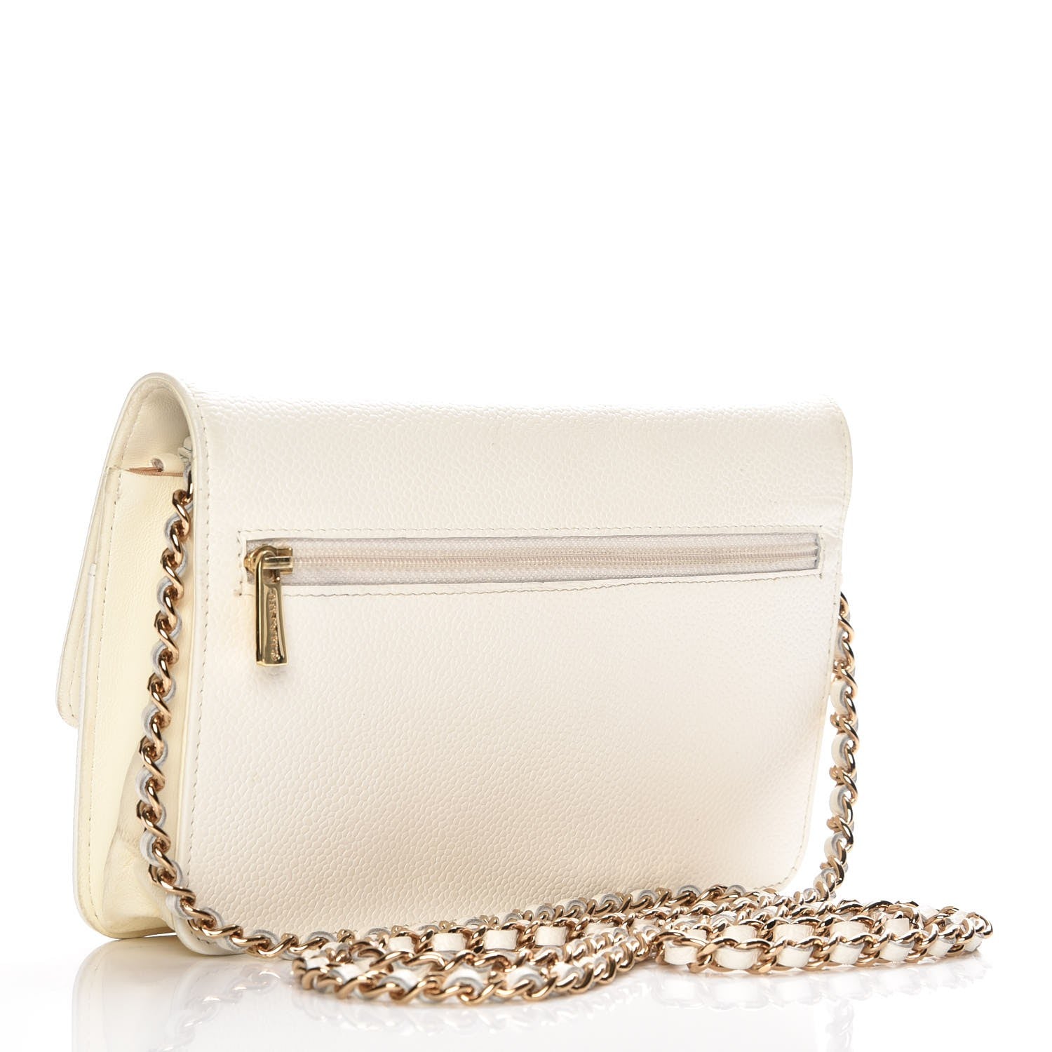 Chanel Caviar Timeless CC Wallet on Chain WOC White 3 of 9