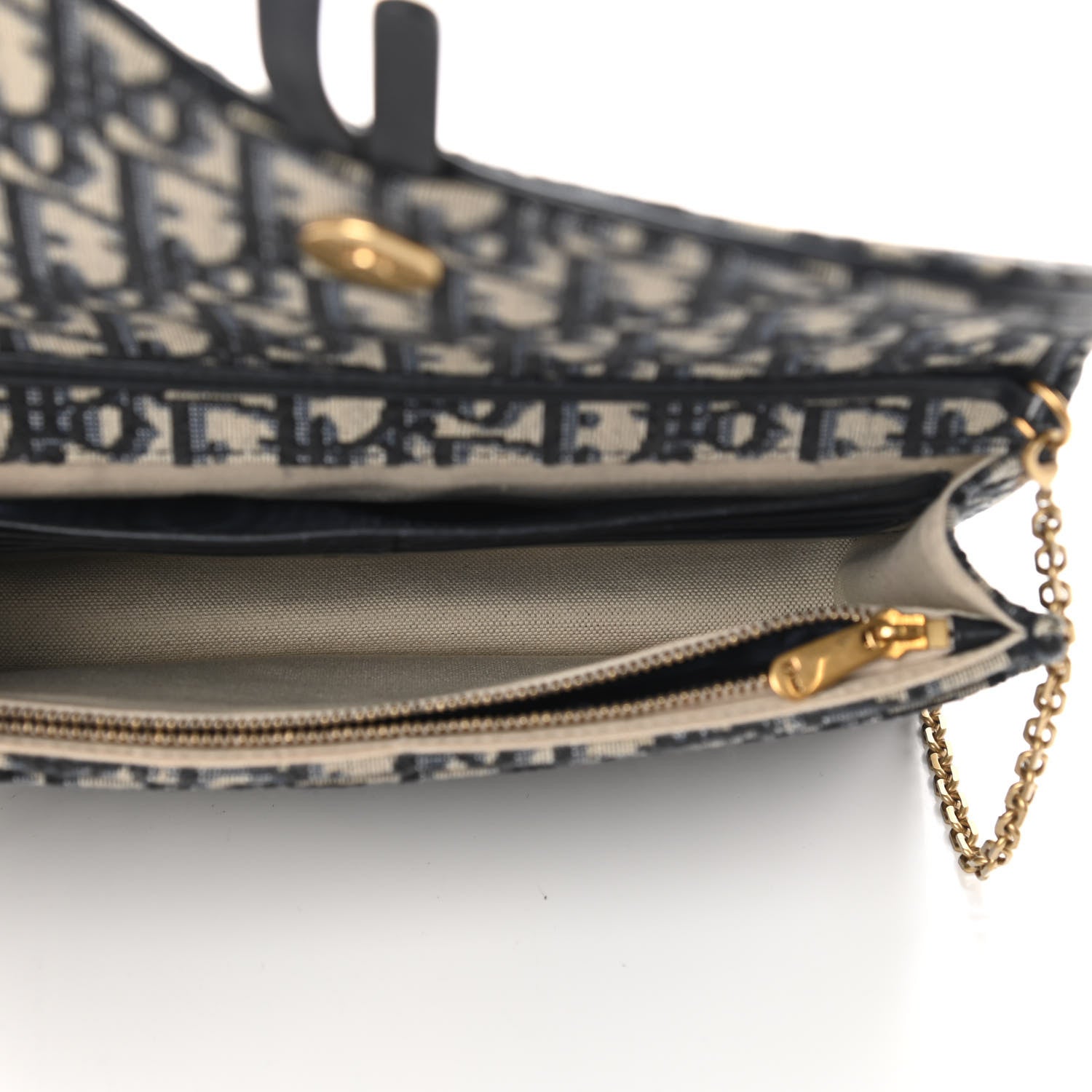 Christian Dior Oblique Saddle Chain Pouch Blue 5 of 9