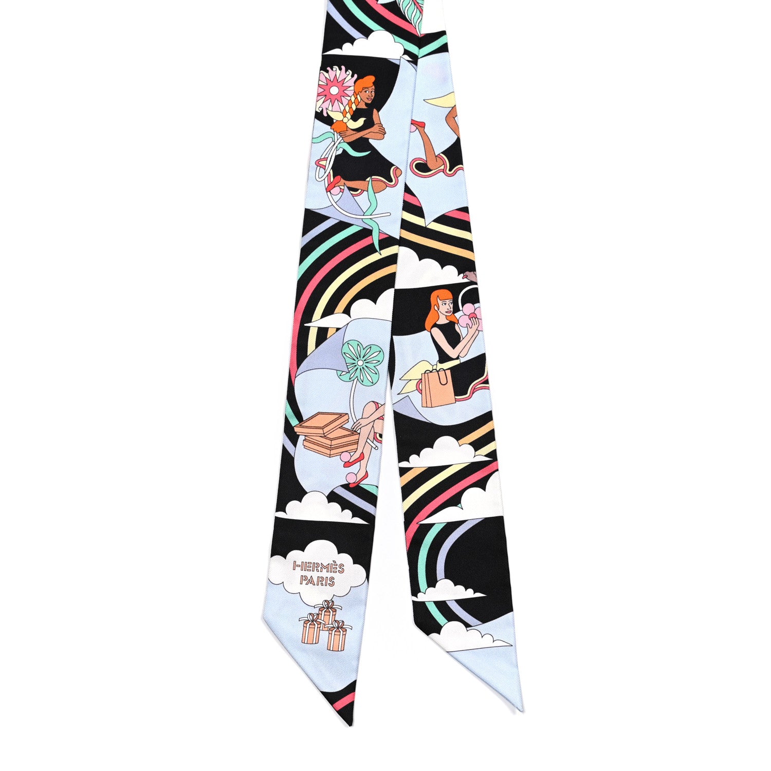 Hermes Silk Carres Volants Twilly Black Ciel Multicolor 2 of 4