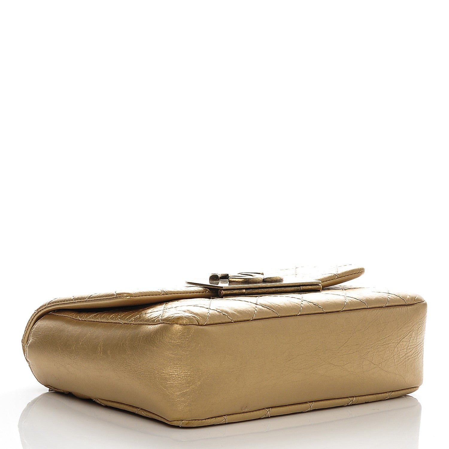 Chanel Metallic Aged Calfskin Quilted CC Square Flap Light Gold 4 of 7