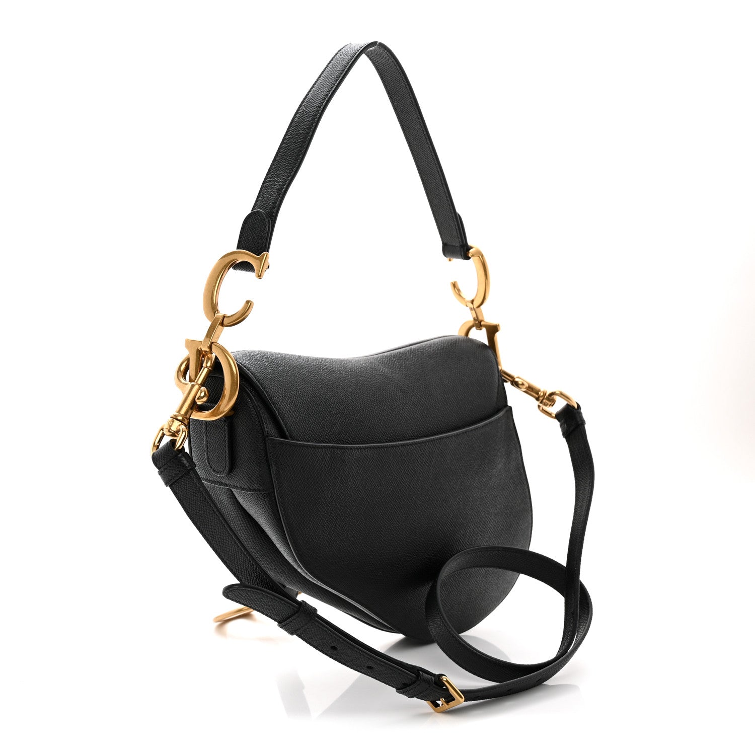 Christian Dior Grained Calfskin Saddle Bag With Strap Black 3 of 12