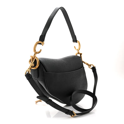 Christian Dior Grained Calfskin Saddle Bag With Strap Black 3 of 12
