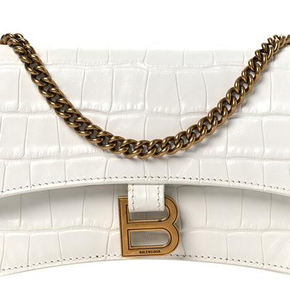 Balenciaga Calfskin Crocodile Embossed Small Crush Chain Bag White 8 of 12