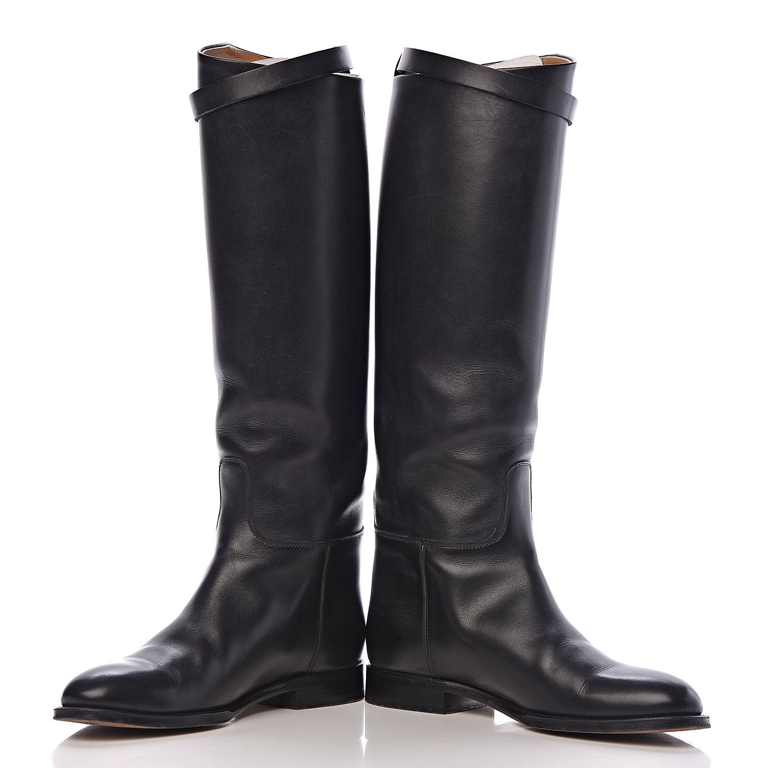 Hermes Box Calfskin Equestrian Jumping Boots 36 Black 5 of 12