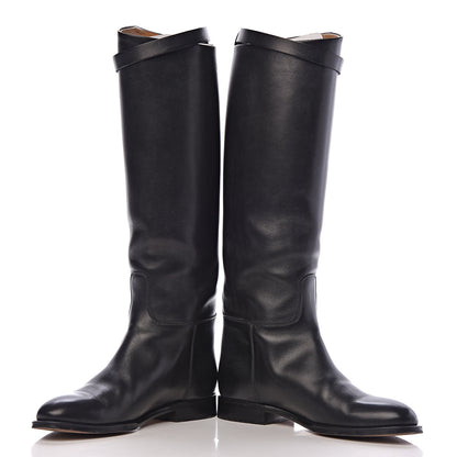 Hermes Box Calfskin Equestrian Jumping Boots 36 Black 5 of 12