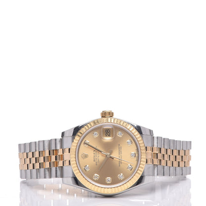 Rolex Stainless Steel 18K Yellow Gold Diamond 31mm Oyster Perpetual Datejust Watch Champagne 178273 3 of 9