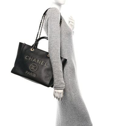 Chanel Caviar Small Studded Deauville Tote Black 2 of 11
